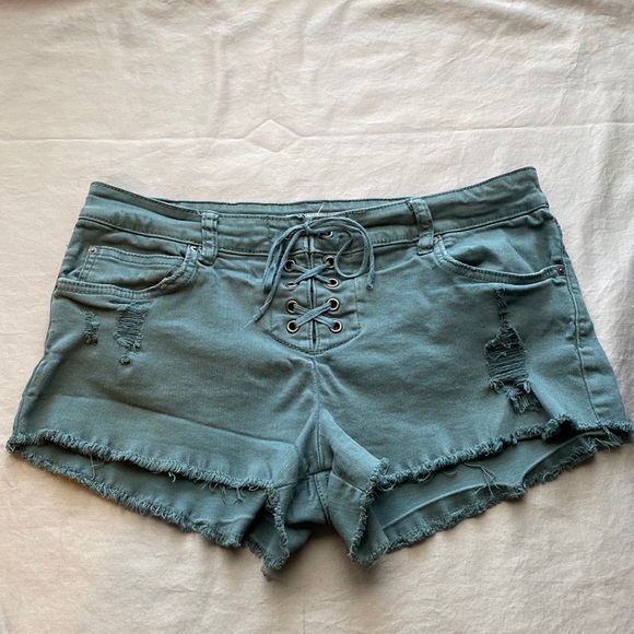 Billabong Lace up Blue Shorts - Picture 1 of 6